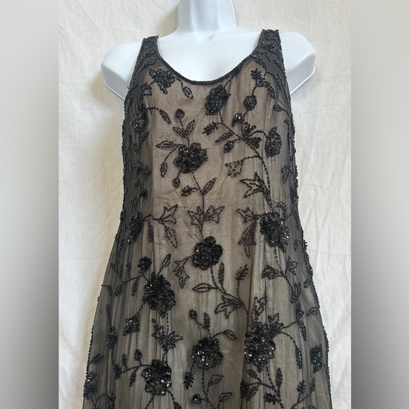 Adrianna Papell black silk beaded dress gown Size 8 - Picture 2 of 6